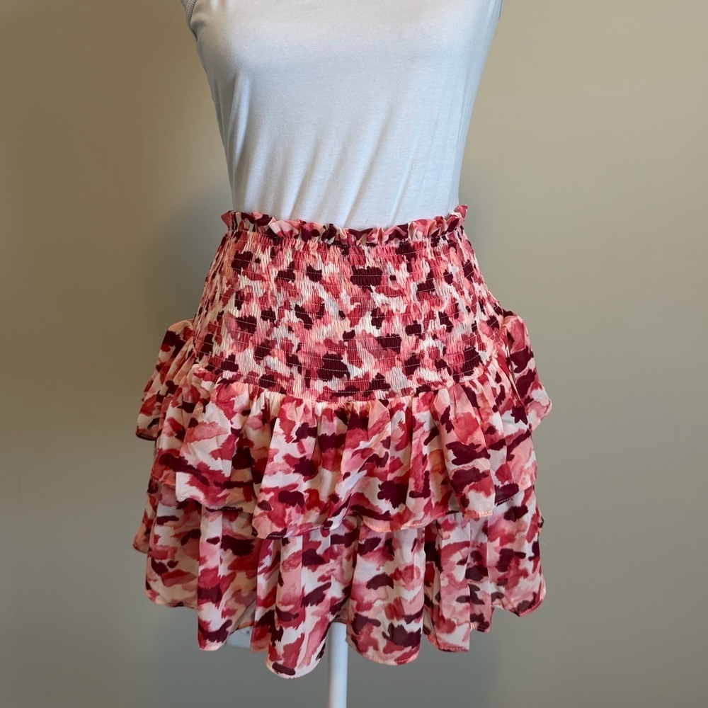 NWT Blu Pepper women's ruffle tiered mini skort floral pattern size large